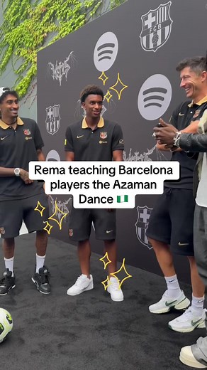 Rema Teaches Barcelona Players the Azaman Dance 🇳🇬
