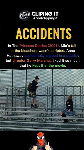 In The Princess Diaries 2001 Mia's fall in the bleachers wasn't scripted. Anne Hathaway really fall
