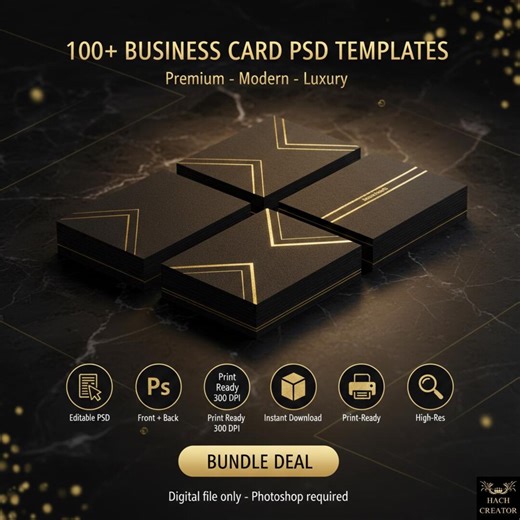 100+ Business Card Template Bundle PSD | Luxury Visiting Card Design | Minimalist Branding Kit | Professional Name Card | Photoshop Editable - Etsy