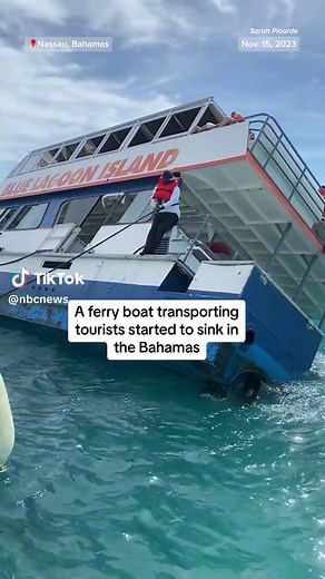 A boat transporting tourists from #ParadiseIsland to #BlueLagoon Island started to sink in the #Bahamas.
