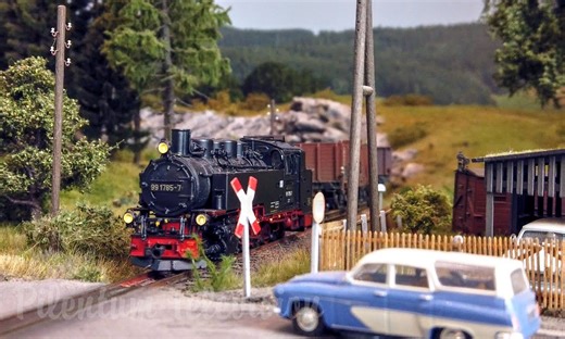 【模型轨道】超精细东德蒸汽火车模型景观沙盘