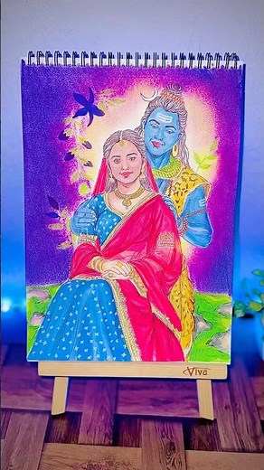 Shiv Ji Parvati Ji Drawing Easy Final Reveal 🎨 How to make it?