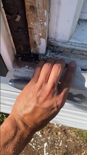 Window trim & sill replacement, customer didn’t want to take window out. #repairs #repairing #window