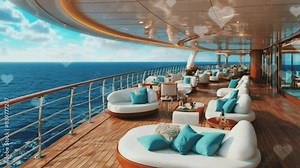 The beauty of a large cruise ship on the high seas, seamless looping 4k animation video background