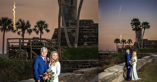 SpaceX Rocket Photobombs Couple's Wedding Picture