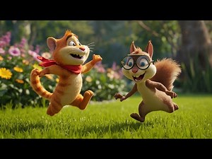 The Brave Cat and Squirrel Rescue Mission #children #children's cartoon #viral