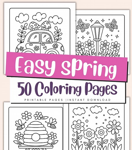 Easy Spring Coloring Pages for Kids – Seasonal Activity Sheets – Bold Toddler Coloring Printable PDF - Etsy