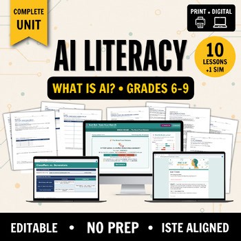 AI & Machine Learning Bundle | 10 AI Literacy Lessons | Grades 6-9