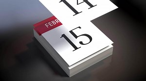 February - Paper Calendar with Flying Pages