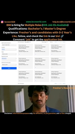 BCVWorld Jobs on Instagram: "Comment “JOB” to get the application link instantly. . . . . . . .. . . Don’t miss this chance — apply early & share with friends! #IBM #IBMHiring #IBMJobs #ITJobs #FresherJobs FreshersHiring EntryLevelJobs SoftwareJobs DeveloperJobs CloudJobs DevOpsJobs AngularJobs ServiceNowJobs TechJobsIndia ITCareers JobsInIndia HiringNow CareerOpportunities JobAlerts BCVWorld Disclaimer: This post is shared for informational purposes only. We are not affiliated with IBM. Job ava