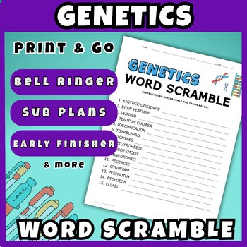 Genetics Vocabulary Word Scramble Activity Fun Middle School Science Heredity