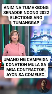 359K views · 3.3K reactions | Anim na tumakbong senador noong 2022 elections ang tumanggap umano ng campaign donation mula sa mga contractor, ayon sa COMELEC. #COMELEC #election #highlightsシ゚ #trendingreel | Donald Aljo Mosende | Facebook