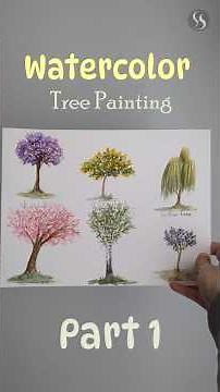 🌳Watercolor Trees Tutorial For Beginners | Part 1 #watercolorforbeginners #watercolortrees