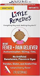 Little Remedies Infant Fever & Pain Reliever with Acetaminophen, Baby Medicine with No Artificial Sweeteners, Flavors or Dyes, Natural Berry Flavor, 2 Fl Oz