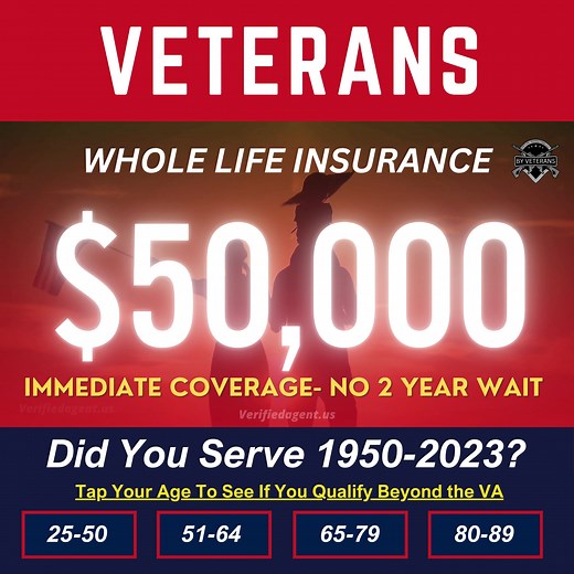 🚨ATTENTION VETERANS & LOVED ONES !! Did you know veterans can secure life insurance for a fraction of the cost compared to VA plans? We are helping Veterans qualify with: ✅ ALLOWING PRE-EXISTING CONDITIONS ✅ NO MEDICAL EXAMS ✅﻿ PREMIUMS THAT NEVER INCREASE ✅ BENEFITS THAT NEVER DECREASE ✅ DAY ONE COVERAGE To learn more about how this affordable program works and how easy it is to qualify for this coverage. Enrollments are NOW, [CLICK BELOW] to get pre-approved or get more information.👇🏽 #vete