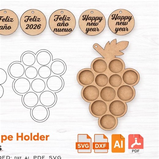 New Year's Grape Holder | Laser Cut File | DXF SVG AI PDF File | 12 New Year's Grapes Grape Holder - Etsy Canada