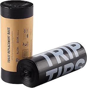 TRIPTIPS Biodegradable Portable Toilet Bags 8 Gallon｜40 Count Camping Toilet Bags for Portable Potty,Leak-Proof 100% Compostable Toilet Bags 5 Gallon Bucket，Toilet Waste Bags for Outdoors