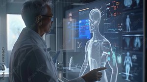 Man make scientist Medical Health Care hospital Research on digital screen with human body visualization. high Technologies scientist investigation concept. Brain Scan MRI Images2