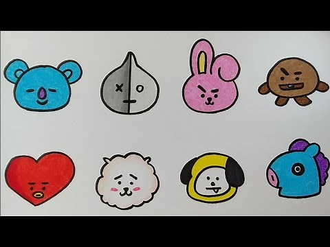 Menggambar BT21 || Cara menggambar boneka BT - BTS