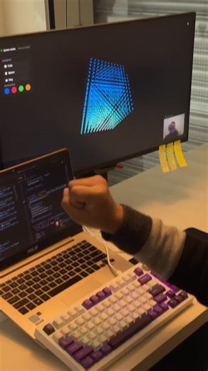 Code with Aarzoo on Instagram: "This is not a movie scene. This is a real website. No mouse. No keyboard. Only hand gestures. I built this project using HTML, CSS, JavaScript and Three JS with real time hand tracking. You can rotate objects, change shapes and control the whole screen just by moving your hand. This is how future websites will feel. Interactive, cinematic and smooth. If you want the full source code, DM me on WhatsApp or Telegram. Links are in my bio. Follow CodeWithAarzoo for rea