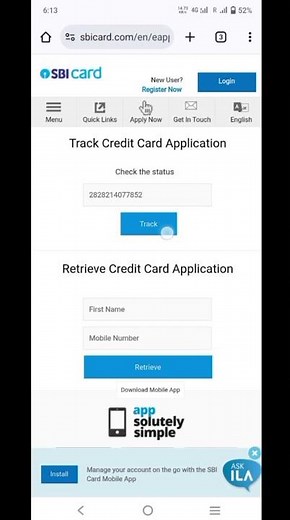 how to track sbi credit card / how to check sbi credit card status online / sbi credit card track