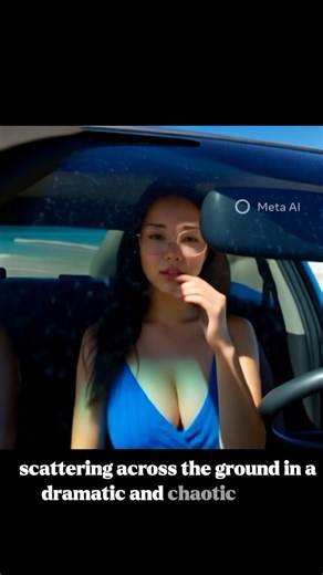 A woman is driving a car when a terrifying monster, #supermonsters #monsterchallenge #reels #short