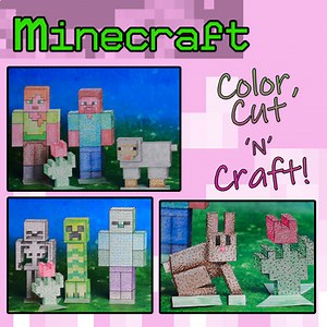 Minecraft Character Cutout Templates - Folding Freestanding Puppets