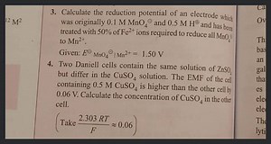 Calculate the reduction potential of an electrode which was ori... | Filo