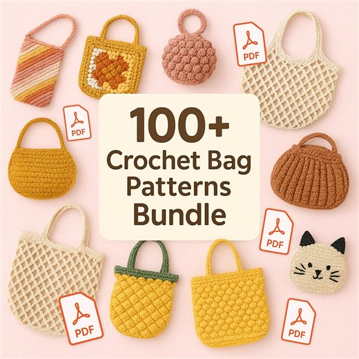 Virkade väskmönster Mega Bundle: 100+ PDF-mönster (Direktnedladdning) - Etsy Sverige