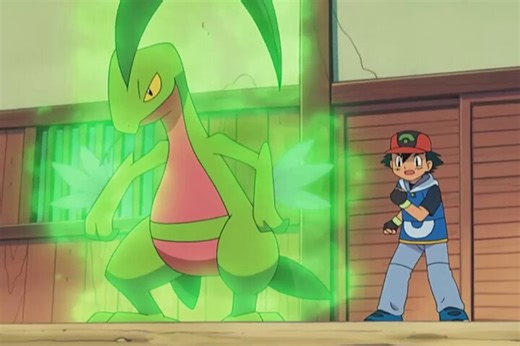 Ash's Grovyle vs. Norman's Slaking in Pokémon: Advanced Challenge