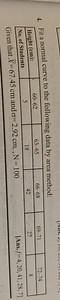 4. Fit a normal curve to the following data by area method:\be... | Filo