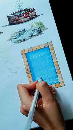 Rendering a Swimming Pool with Marker Techniques from a High Angle