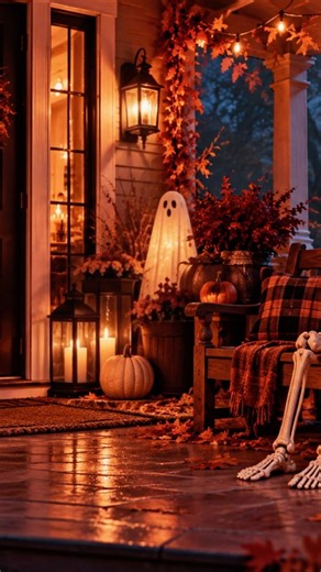 Spooky Halloween Ambience 👻 Cozy Ghosts at Midnight | SPOOKY PORCH