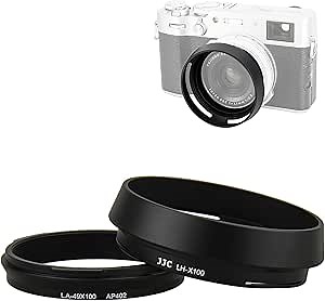 JJC Metal Lens Hood Shade Protector with 49mm Filter Adapter Ring for Fujifilm X100VI X100V X100F X100T X100S X100 X70 Replaces Fujifilm LH-X100 Lens Hood & AR-X100 Filter Adapter Ring/Black