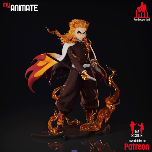 Flame Hashira Warrior Resin Figure | Unpainted 1/8 Scale Model Kit - Etsy