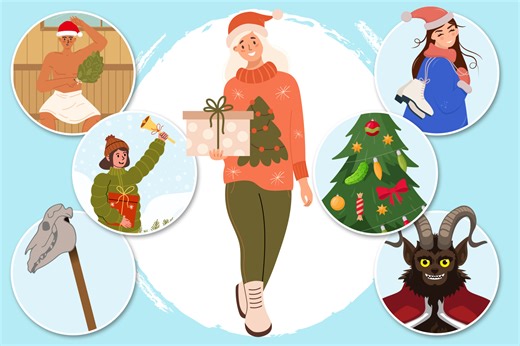 Unusual European Christmas traditions including tree pickles and fire swinging