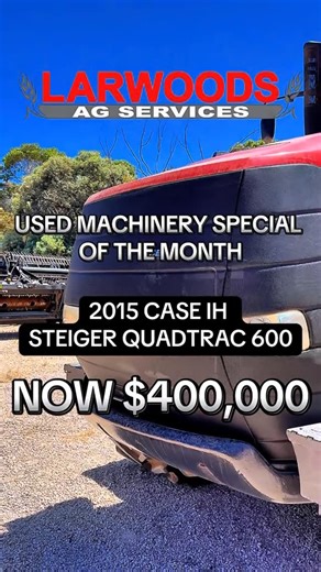 Larwoods Ag Servives on Instagram: "🔥 FEBRUARY SPECIAL PRICE – SECOND HAND SALE 🔥 2015 Case IH Steiger Quadtrac 600 A serious horsepower package ready to go to work. 🔴 Features include: • 5,700 Engine Hours • 1,000 PTO Hours • New 30” Tracks • Powershift Transmission • RTK Unlocked • NTRIP Ready • Dual Display Pro700 Screen with Task Controller Unlocked • 6 Remotes • 12.9L FPT Engine • Max 670 HP • AutoTurn Unlocked 💰 WAS $429,000 INC GST 🔥 NOW $400,000 INC GST 🔥 📍 Available at Larwoods A