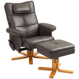 HOMCOM Massage Recliner Chair with Footstool and Hidden Storage Dark Brown