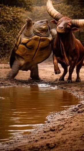 Bull vs Turtle… but this happened 😳