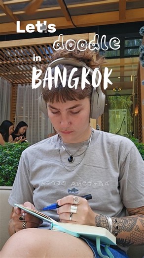 Rike on Instagram: "☕️ + my daily doodle = my fave type of dopamine [Doodle, doodling, sketching, sketch, sketches, sketch book, bangkok, artist, thailand, artist in Thailand, art, coffee, cafe]"