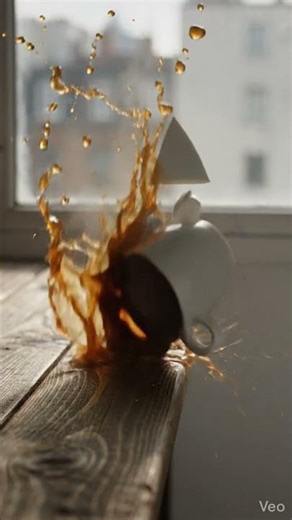 White Coffee Cup Knocked Off Table & SHATTERED in Slow Motion 😱☕💥