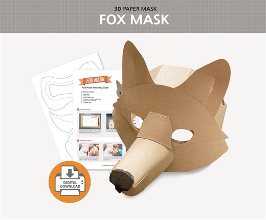 DIY 3D Fox Mask | Paper Animal Costume (PDF Pattern) - Etsy Canada