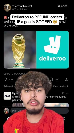 Deliveroo to REFUND orders during the World Cup 🤩 #worldcup #football #deliveroo
