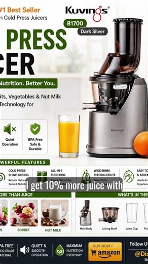 Kuvings B1700 Cold Press Juicer Review 🔥 | 10% More Juice | 12-Year Warranty |