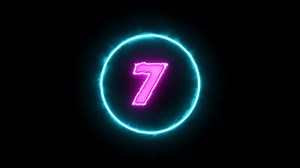 Download Neon bright glowing countdown timer from 10 to 0 seconds for free