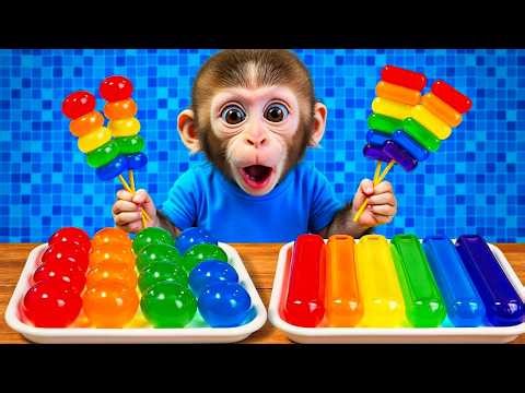 Bebé Mono BiBi prueba dulces arcoíris gelatinas coloridas y snacks divertidos- MONO BIBI ESP