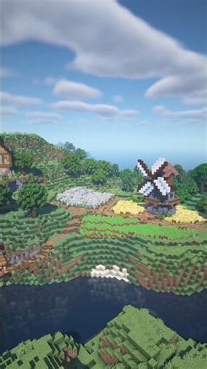 Fields and Windmill in the Minecraft #minecraft