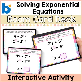 Solving Exponential Equations  | Boom Cards™