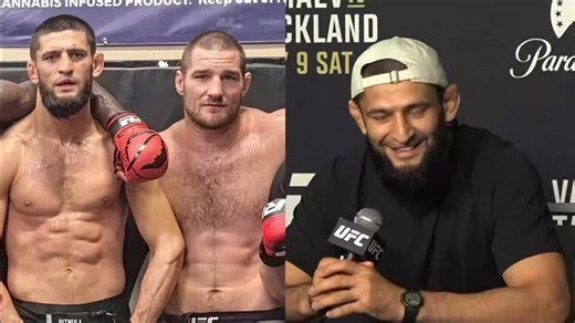😭 Khamzat Chimaev says Sean Strickland complained to Erick Nicksick whenever Khamzat started to go hard in sparrings:"This guy says I spar only weak people. That's why I posted that video."🎥 @Home_of_Fight / @JakeNoecker