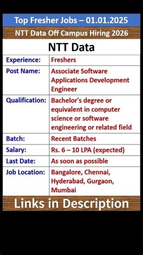 Job Opportunities for New College Graduates – 01.01.2026 | Across India | Fresher Jobs | IT Jobs